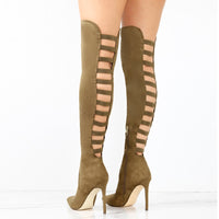 Funki Buys | Boots | Women's Over The Knee Boot | Black Hollowed Out
