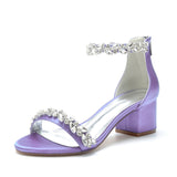 Funki Buys | Shoes | Women's Low Block Heel Wedding Sandal | Satin