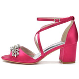 Funki Buys | Shoes | Women's Block Heel Wedding Sandal | Satin Shoes