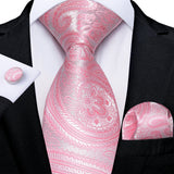Funki Buys | Neckties | Men's 3 Pcs Silk Pink Wedding Tie Set