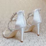 Funki Buys | Shoes | Women's Crystal Satin Bridal Wedding Sandals |