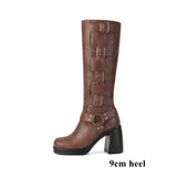 Funki Buys | Boots | Women's Gothic Punk Multi-Buckle Knee-High Boots