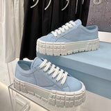 Funki Buys | Shoes | Women's Thick Heeled Canvas Sneakers