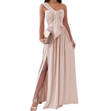 Funki Buys | Dresses | Women's Fashion High Split Dress | One Shoulder