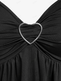 Funki Buys | Shirts | Women's Lace Panel Heart-ring Buckled Hanky Hem