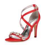 Funki Buys | Shoes | Women's Luxury Satin Crystal Bridal Sandals