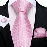 Funki Buys | Neckties | Men's 3 Pcs Silk Pink Wedding Tie Set