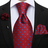 Funki Buys | Neckties | Mens 3Pcs Tie Set Tie Hanky Corsage
