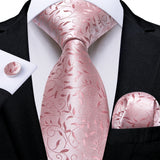Funki Buys | Neckties | Men's 3 Pcs Silk Pink Wedding Tie Set