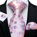 Funki Buys | Neckties | Men's 3 Pcs Silk Pink Wedding Tie Set
