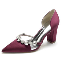Funki Buys | Shoes | Women's Satin Rhinestone Block Heel Bridal Shoes