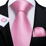 Funki Buys | Neckties | Men's 3 Pcs Silk Pink Wedding Tie Set