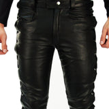 Funki Buys | Pants | Men's Faux Leather Biker Pants | Side Laced Slim