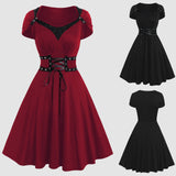 Funki Buys | Dresses | Women's Gothic Lace Splice High Waist Tunic Mini Dress