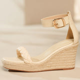 Funki Buys | Shoes | Women's Genuine Leather Hemp Wedge Sandals