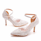 Funki Buys | Shoes | Women's Elegant White Lace Flower Wedding Shoes
