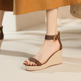 Funki Buys | Shoes | Women's Genuine Leather Hemp Wedge Sandals