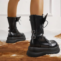 Funki Buys | Shoes | Women's Gothic Mid-Calf Platform Boots | Wedges