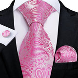 Funki Buys | Neckties | Men's 3 Pcs Silk Pink Wedding Tie Set