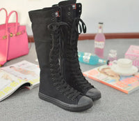 Funki Buys | Boots | Women's Canvas Knee High Lace Up Boots