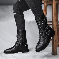 Funki Buys | Boots | Men's Split Leather Motorcycle Boot | Gothic Punk