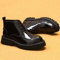 Funki Buys | Boots | Men's Genuine Leather Chunky Heeled Dress Boots