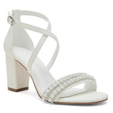 Funki Buys | Shoes | Women's Pearl Cross Strap Wedding Sandals | Pumps