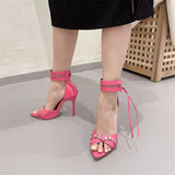 Funki Buys | Shoes | Women's Zipper Ankle Strap Stiletto Sandals