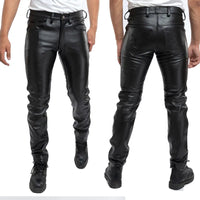Funki Buys | Pants | Men's Faux Leather Slim Fit Pants | Biker Style