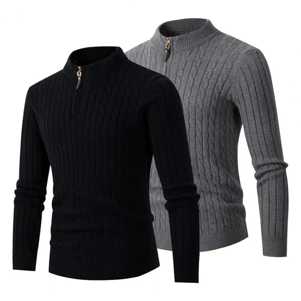 Funki Buys | Sweaters | Men's Slim Mock Neck Knitted Pullovers