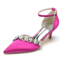 Funki Buys | Shoes | Women's Satin Rhinestone Wedding Shoes | Small Heel