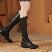 Funki Buys | Boots | Women's Genuine Leather Knee High Boots | Lace Up