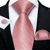 Funki Buys | Neckties | Men's 3 Pcs Silk Pink Wedding Tie Set
