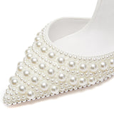 Funki Buys | Shoes | Women's White Pearl Wedding High Heel Slingbacks