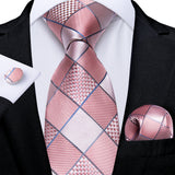 Funki Buys | Neckties | Men's 3 Pcs Silk Pink Wedding Tie Set