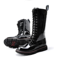 Funki Buys | Boots | Men's Knee High Patent Leather Laced Boot