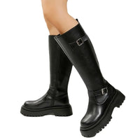 Funki Buys | Boots | Women's Knee High Chelsea Boots | Biker Combat