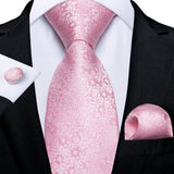 Funki Buys | Neckties | Men's 3 Pcs Silk Pink Wedding Tie Set