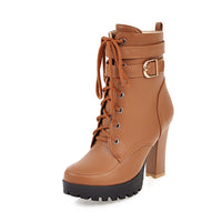 Funki Buys | Boots | Women's Chunky Platform Ankle Boots | Lace Up