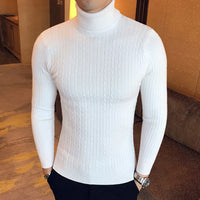 Funki Buys | Sweaters | Men's High Neck Sweater | Knitted Mock Neck Pullover