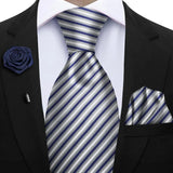 Funki Buys | Neckties | Mens 3Pcs Tie Set Tie Hanky Corsage