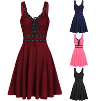 Funki Buys | Dresses | Women's Grunge Gothic Lace Up Mini Dress