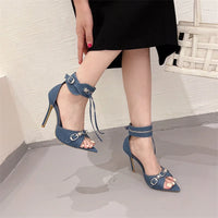 Funki Buys | Shoes | Women's Zipper Ankle Strap Stiletto Sandals