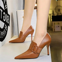 Funki Buys | Shoes | Women's Belt Buckle Pointed Dress Pumps