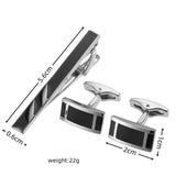 Funki Buys | Cufflinks | Men's Black Enamel Cufflinks Tie Clip Set