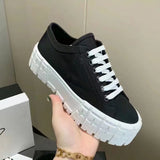 Funki Buys | Shoes | Women's Thick Heeled Canvas Sneakers