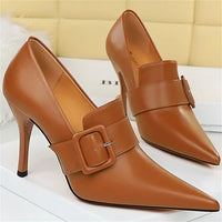 Funki Buys | Shoes | Women's Belt Buckle Pointed Dress Pumps