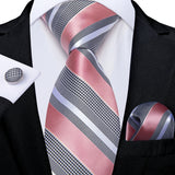 Funki Buys | Neckties | Men's 3 Pcs Silk Pink Wedding Tie Set