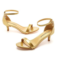 Funki Buys | Shoes | Women's Gold Rhinestone Low Wedding Prom Sandals