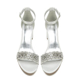 Funki Buys | Shoes | Women's Block Heel Crystal Wedding Shoe